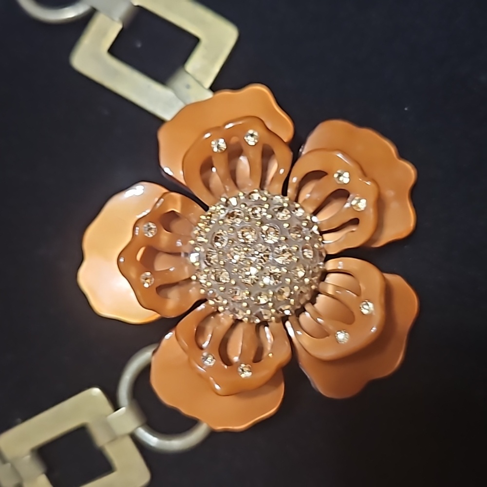 Vintage MImco diamonate acrylic flower necklace - Picture 2 of 5